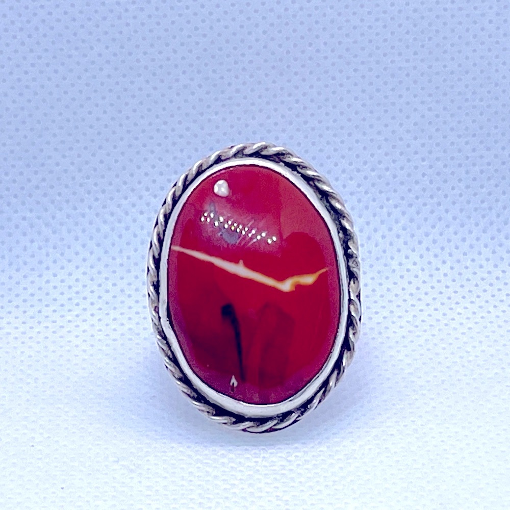 Sterling Silver & Red Jasper Vintage Ring